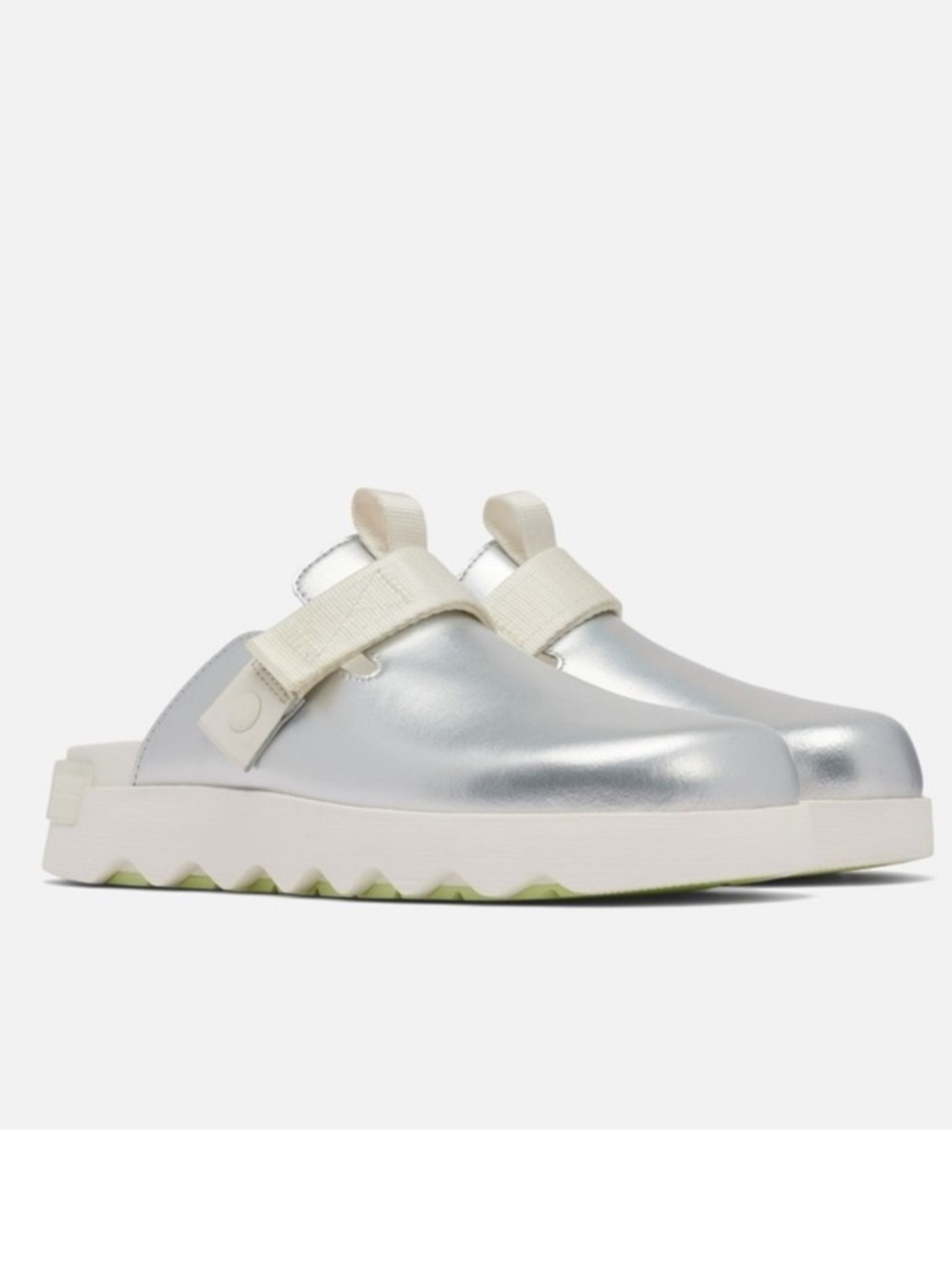 Sorel Viibe Clogs in Seasalt (Silver/White/Lime) - Size 10